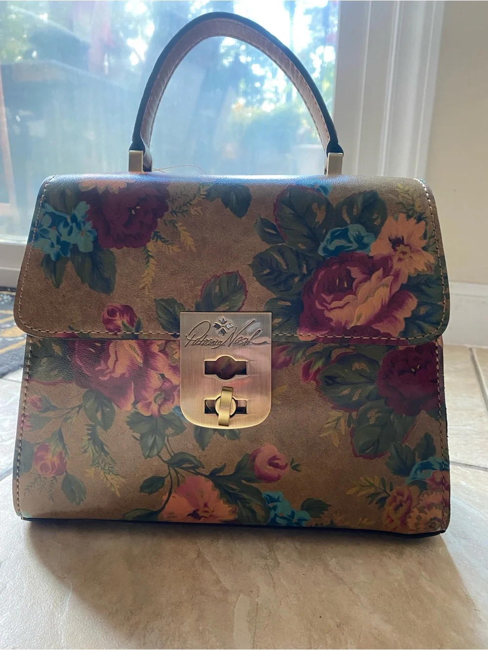 Patricia Nash Floral Top-Handle Satchel - Brown, Burgundy, Green, Blue